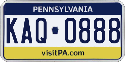 PA license plate KAQ0888