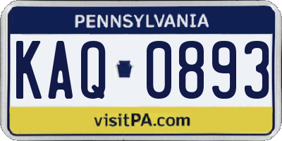 PA license plate KAQ0893