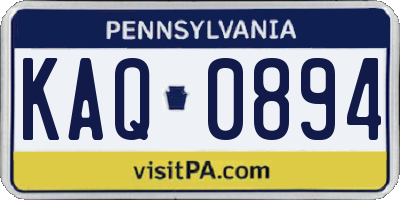 PA license plate KAQ0894