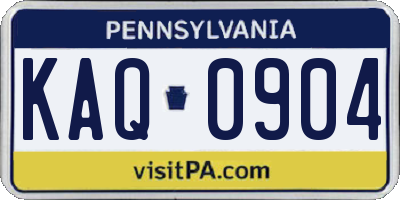 PA license plate KAQ0904