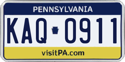 PA license plate KAQ0911