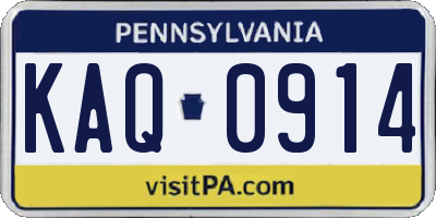 PA license plate KAQ0914