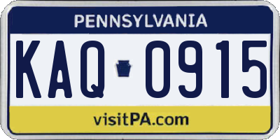 PA license plate KAQ0915