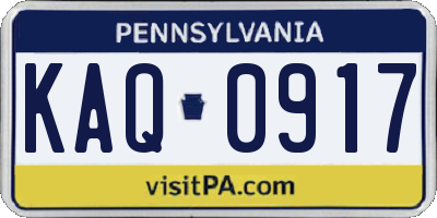 PA license plate KAQ0917