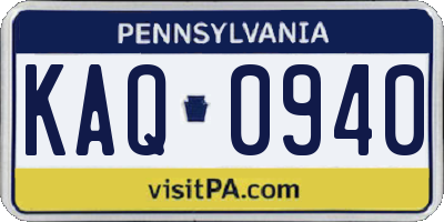 PA license plate KAQ0940