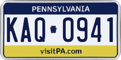 PA license plate KAQ0941