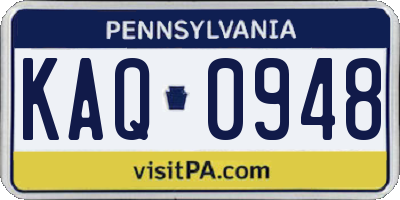 PA license plate KAQ0948