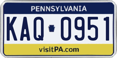 PA license plate KAQ0951
