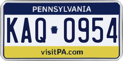 PA license plate KAQ0954