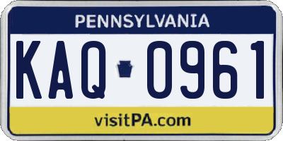 PA license plate KAQ0961
