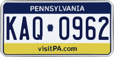 PA license plate KAQ0962
