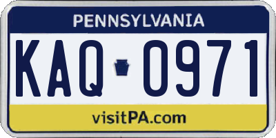 PA license plate KAQ0971