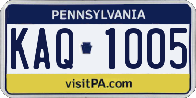 PA license plate KAQ1005