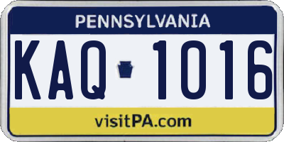 PA license plate KAQ1016