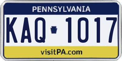 PA license plate KAQ1017