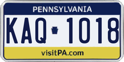 PA license plate KAQ1018
