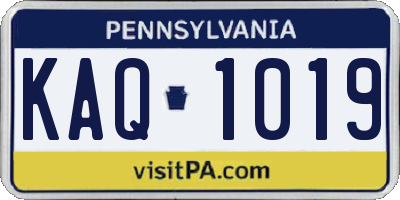 PA license plate KAQ1019