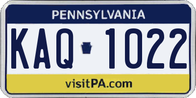 PA license plate KAQ1022