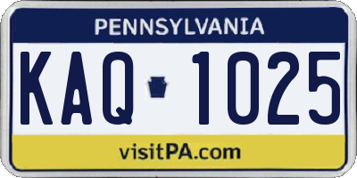 PA license plate KAQ1025
