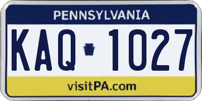 PA license plate KAQ1027