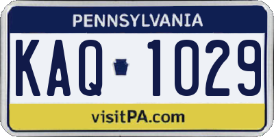 PA license plate KAQ1029