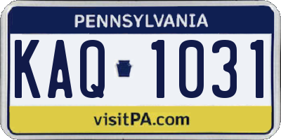 PA license plate KAQ1031