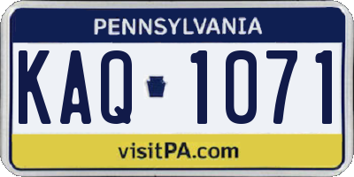 PA license plate KAQ1071