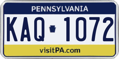 PA license plate KAQ1072