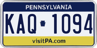 PA license plate KAQ1094