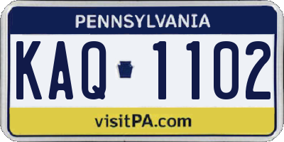 PA license plate KAQ1102
