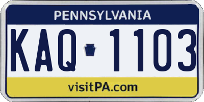 PA license plate KAQ1103
