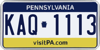 PA license plate KAQ1113