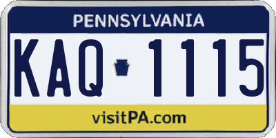 PA license plate KAQ1115
