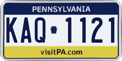 PA license plate KAQ1121