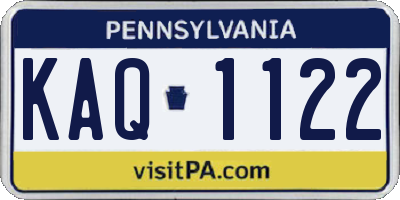 PA license plate KAQ1122