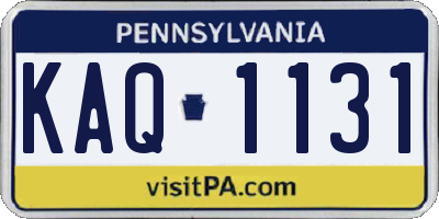 PA license plate KAQ1131