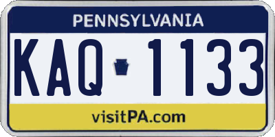 PA license plate KAQ1133