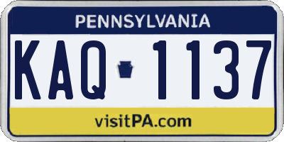 PA license plate KAQ1137