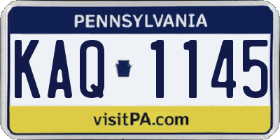 PA license plate KAQ1145