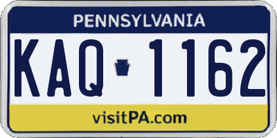 PA license plate KAQ1162