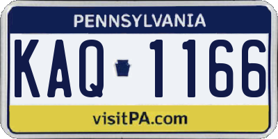 PA license plate KAQ1166