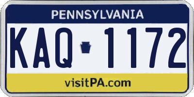 PA license plate KAQ1172