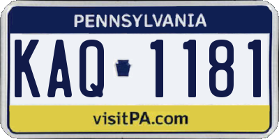 PA license plate KAQ1181