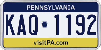 PA license plate KAQ1192