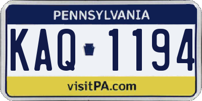 PA license plate KAQ1194