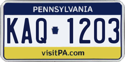 PA license plate KAQ1203