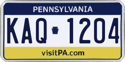 PA license plate KAQ1204