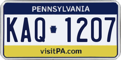 PA license plate KAQ1207