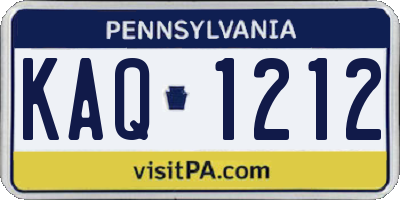 PA license plate KAQ1212