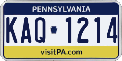 PA license plate KAQ1214